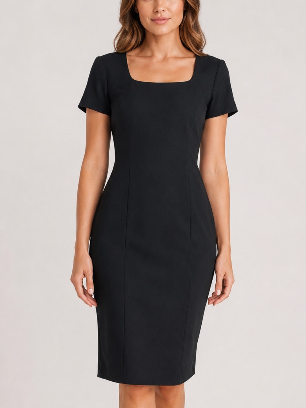 Liz Claiborne Black Short-Sleeve Midi Sheath Dress